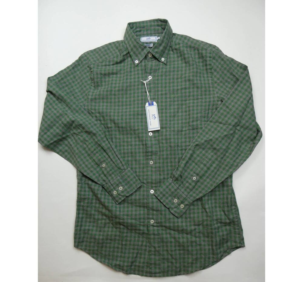 SOUTHERN TIDE check print button front shirt, small, NEW